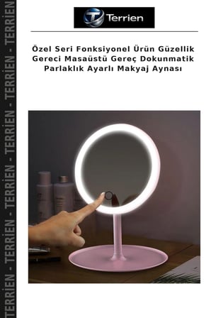 Özel Seri Fonksiyonel Ürün Güzellik Gereci Masaüstü Gereç Dokunmatik Parlaklık Ayarlı Makyaj Aynası