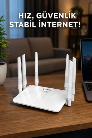 Özel Üretim Hız Teknoloji Yönlendirici Wifi Router 300Mbps 6 Antenli 4 Portlu WR50Q Beyaz