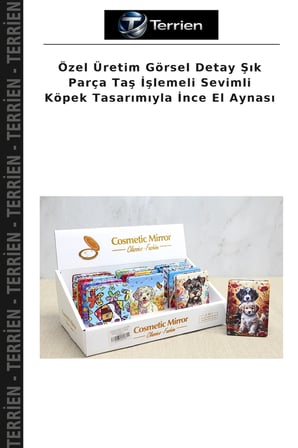 Özel Üretim Görsel Detay Şık Parça Taş İşlemeli Sevimli Köpek Tasarımıyla İnce El Aynası