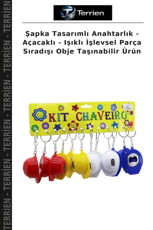 Şapka Tasarımlı Anahtarlık - Açacaklı - Işıklı İşlevsel Parça Sıradışı Obje Taşınabilir Ürün