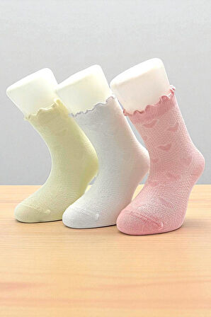 6 Çift Burun Dikişsiz Fırfırlı Kız Çocuk Çorabı