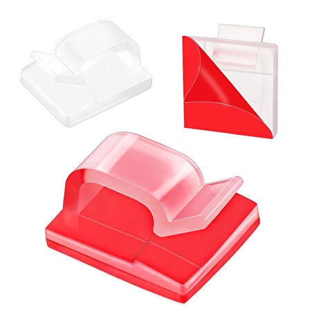 Microcase Kendinden Yapışkanlı Kablo Sabitleyici Düzenleyici Çok Amaçlı Kablo Toparlayıcı Klips - AL4553 20 Adet Şeffaf