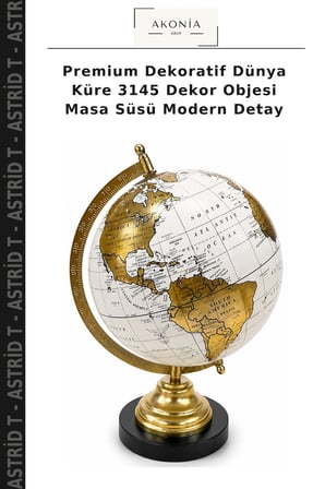 Premium Dekoratif Dünya Küre 3145 Dekor Objesi Masa Süsü Modern Detay
