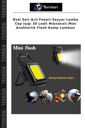 Özel Seri Acil Feneri Seyyar Lamba Cep Işığı 30 Ledli Mıknatıslı Mini Anahtarlık Flash Kamp Lambası