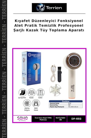 Kıyafet Düzenleyici Fonksiyonel Alet Pratik Temizlik Profesyonel Şarjlı Kazak Tüy Toplama Aparatı