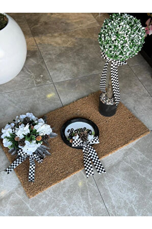 Kapı Önü Paspas Set 3 Parça Siyah Beyaz