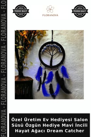Özel Üretim Ev Hediyesi Salon Süsü Özgün Hediye Mavi İncili Hayat Ağacı Dream Catcher