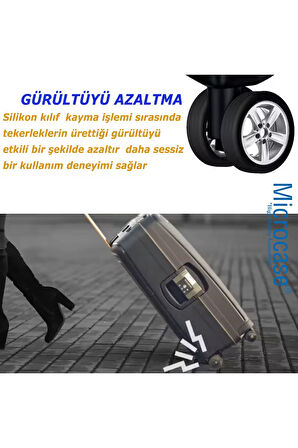 Silikon Aşınmaya Dayanıklı Ses Önleyici Bavul Tekerlek Kılıfı Düz Kalıp-AL4548 4 Adet Siyah
