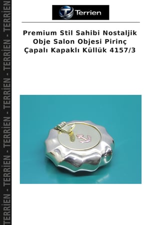 Premium Stil Sahibi Nostaljik Obje Salon Objesi Pirinç Çapalı Kapaklı Küllük 4157/3