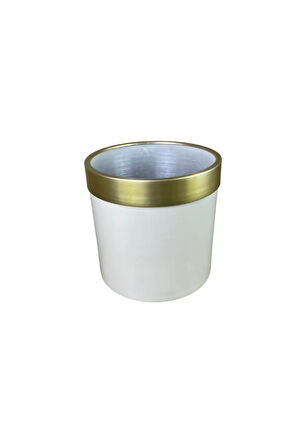 Gold Kemerli 35x35 Krem Saksı