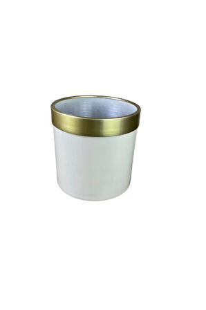 Gold Kemerli 35x35 Krem Saksı