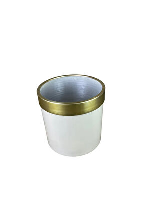 Gold Kemerli 35x35 Krem Saksı