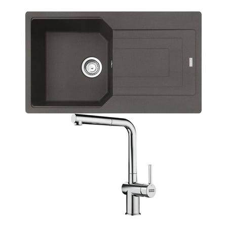 Franke UBG 611-86 Granit Slate Grey Evye, Active Plus Doccia Krom Armatür