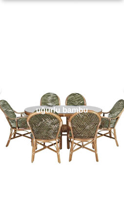 UĞURLU BAMBU MOBİLYA Romano 6 lı Masa Takımı