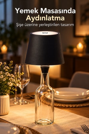 Konik Başlıklı Şişe Lambası Çıkarılabilir Bağlantı Aparatlı