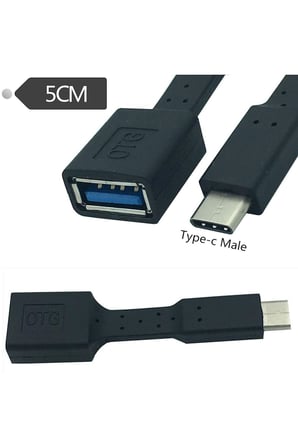 7 cm USB Type-C Erkek - USB 3.0 Dişi OTG Adaptör Kablosu, Yüksek Hızlı Veri Aktarım ve OTG Dönüştürücü