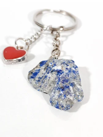 Lapis Lazuli Taşı ve Kalp Figürlü Özel Tasarım Anahtarlık