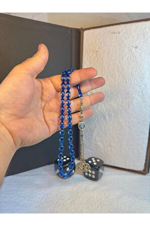 Uçak Camı Tesbih Sürmeli Model Mavi-şeffaf Renk Beyzi Kesim T-49