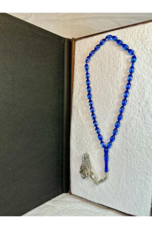 Uçak Camı Tesbih Sürmeli Model Mavi-şeffaf Renk Beyzi Kesim T-49