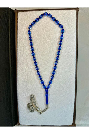 Uçak Camı Tesbih Sürmeli Model Mavi-şeffaf Renk Beyzi Kesim T-49