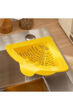 5 Adet Mutfak Ve Banyo Üçgen Lavabo Süzgeci – Köşe Uyumlu Plastik Organizatör Sünger Tutucu Sink Strainer