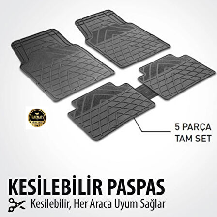 Ford C-Max 2004 - 2019 KESİLEBİLİR OTO PASPAS ESNEK ÜÇGEN DESEN SİYAH