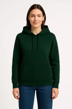 Üç İplik Kapüşonlu Kanguru Çepli SweatShirt Hoodie - Haki