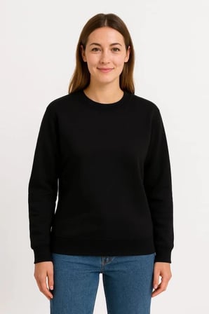 Üç İplik Düz Bisiklet Yaka SweatShirt  - Siyah