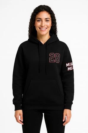 Üç İplik Kapüşonlu Ön Ve Arka Baskılı SweatShirt Hoodie - Siyah