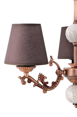 Dekoratif Üç Kollu Zamak Antik Bakır Avize