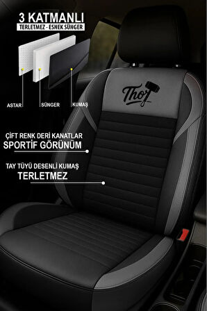 Skoda Superb Ambition 1.6 Tdi Cr 105 Greentech 2015 UYUMLU THOR SERİSİ TAM SET TAY TÜYÜ OTO KILIF GRİ