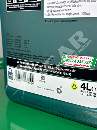 Castrol Magnatec 10w40 A3/b4 4 Lt- Yeni Ambalaj