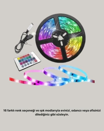 Smart Şerit LED Kumandalı USB Enerjili Suya Dayanıklı Dekoratif Aydınlatma