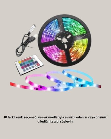 Uzaktan Kumandalı RGB Smart Şerit LED Işık Esnek ve Taşınabilir Dekorasyon -