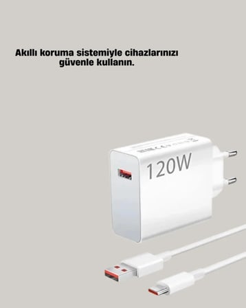 120W Mi Turbo Akıllı Tanıma Çipli Hızlı Şarj Cihazı Taşınabilir ve Dayanıklı