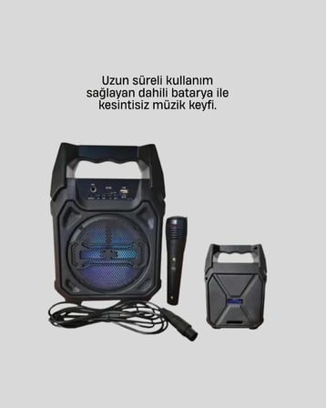 15W Güçlü Ses Çıkışlı Bluetooth Hoparlör FM Radyo ve Mikrofon Destekli -