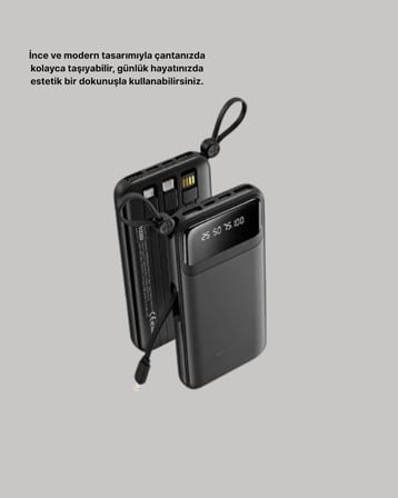 Taşınabilir 20.000 mAh Hızlı Şarj Powerbank 4 Çıkışlı -