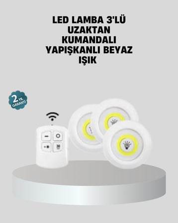 Uzaktan Kumandalı 3’lü Ayarlanabilir Spot LED Işık Seti -