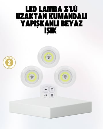Kablosuz Gün Işığı 3’lü LED Spot Lamba Kumandalı -