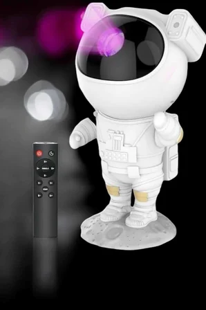 astronot bluetooth hoparlör gökyüzü projektör gece lambası
