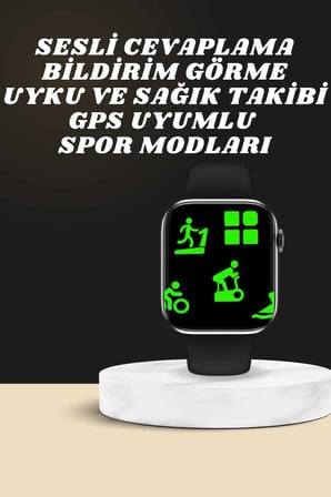 Akıllı Saat Wireless Şarj Yüksek Çözünürlüklü Müzik Dinleme Sesli Cevaplama -