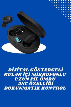 İkili Bluetooth Kulaklık Dijital Göstergeli Uzun Pil Ömrü Yüksek Ses Kaliteli -