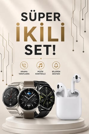 Akıllı Saat ve Kulaklık Seti Dokunmatik Ekran 5.0 Bluetooth Bağlantılı Sesli Görüşme