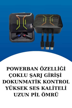 Wireless Şarjlı Akıllı Saat ve Dijital Göstergeli Kablosuz Bluetooth Kulaklık Nabız Ölçer -