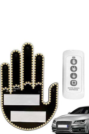 El Orta Parmak Led Kumandalı Araç İçi Reflektör Arka Cam El Simgesi -