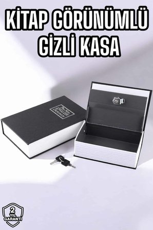 Büyük Boy Anahtarlı Kitap Görünümlü Gizli Kasa Çelik Kasa Altın Kasası -