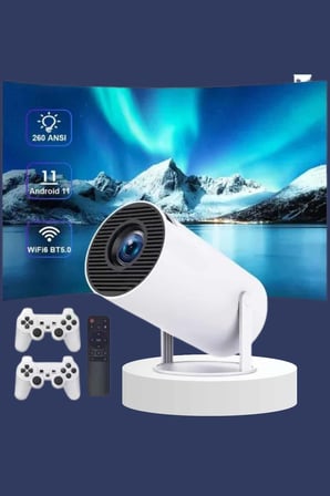 Projeksiyon Cihazı Video Oyun Konsolu Projektör Taşınabilir Ayaklı Çift Kollu 4K Çözünürlüklü -