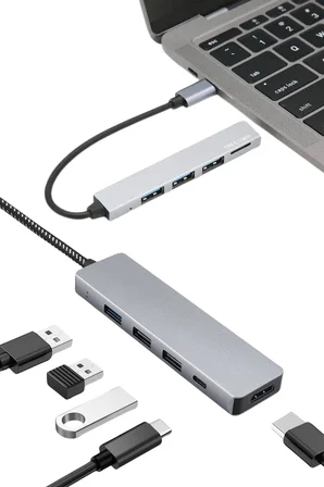 Macbook Pro/air Uyumlu USB Type-C 8 In 1 Hub Dönüştürücü Çevirici Çoklayıcı USB Hdmı Micro Sd 8 Girişli -