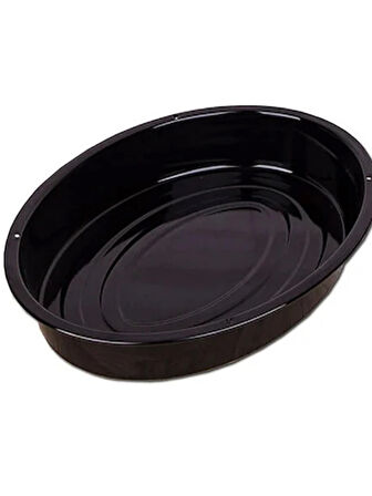 28 cm Oval Siyah Parlak Emaye Tepsi – Dayanıklı, Şık, Fırın ve Servis Kullanımına Uygun