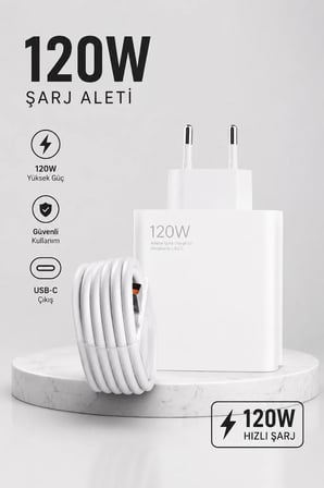 Turbo Hızlı Şarj Destekli 120W USB-C Şarj Seti
